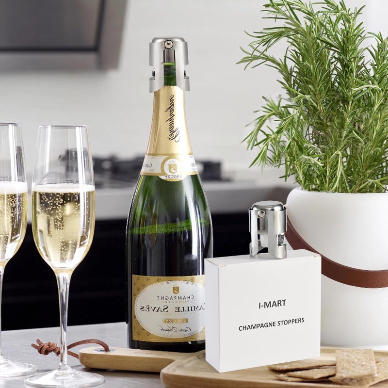 I-MART Pack of 6 Stainless Steel Champagne Stoppers, Prosecco, Sparkling Wine Bottle Stopper, Cork - Image 2
